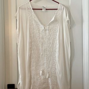 EUC Kona Sol White Lace Swimsuit Cover Up Size LG